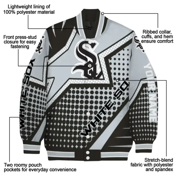 personalized chicago white sox star burst black varsity jacket new arrival
