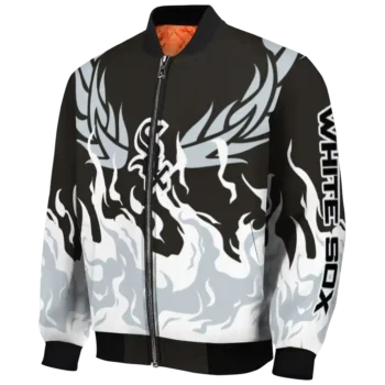 personalized chicago white sox winged blaze black white bomber jacket best selling