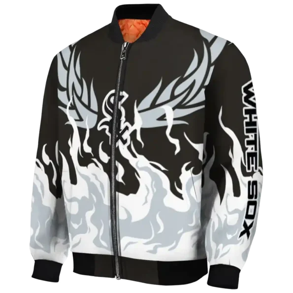personalized chicago white sox winged blaze black white bomber jacket best selling