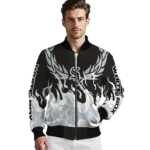personalized chicago white sox winged blaze black white bomber jacket best selling