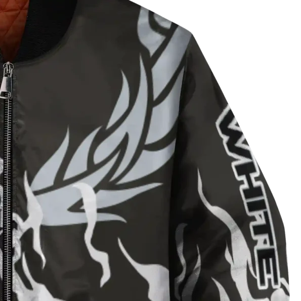 personalized chicago white sox winged blaze black white bomber jacket premium grade