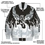personalized chicago white sox winged blaze black white varsity jacket best selling