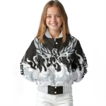 personalized chicago white sox winged blaze black white varsity jacket best selling