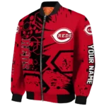 personalized cincinnati reds hexagon cluster red black bomber jacket best selling