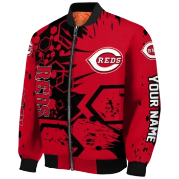 personalized cincinnati reds hexagon cluster red black bomber jacket best selling