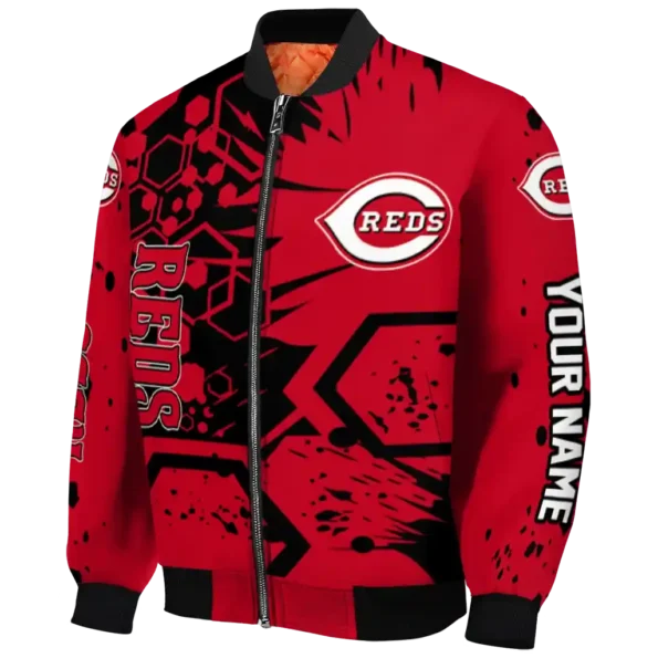personalized cincinnati reds hexagon cluster red black bomber jacket best selling