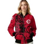 personalized cincinnati reds hexagon cluster red black bomber jacket best selling