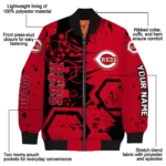 personalized cincinnati reds hexagon cluster red black bomber jacket best selling