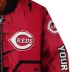 personalized cincinnati reds hexagon cluster red black bomber jacket best selling