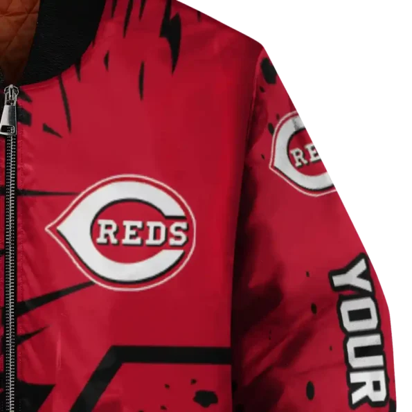 personalized cincinnati reds hexagon cluster red black bomber jacket premium grade