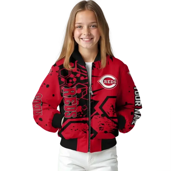 personalized cincinnati reds hexagon cluster red black bomber jacket top rated