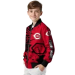 personalized cincinnati reds hexagon cluster red black bomber jacket best selling