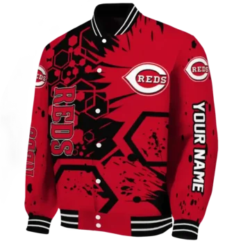 personalized cincinnati reds hexagon cluster red black varsity jacket best selling