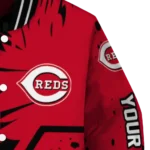 personalized cincinnati reds hexagon cluster red black varsity jacket best selling