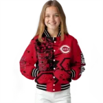 personalized cincinnati reds hexagon cluster red black varsity jacket best selling