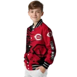personalized cincinnati reds hexagon cluster red black varsity jacket best selling
