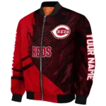 personalized cincinnati reds hexagon mesh red black bomber jacket best selling