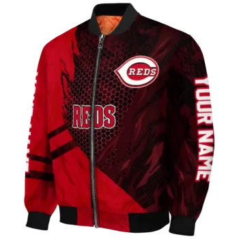 personalized cincinnati reds hexagon mesh red black bomber jacket best selling