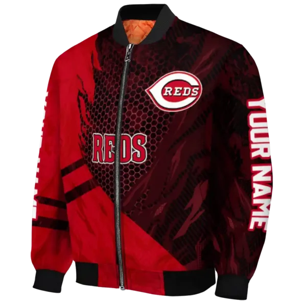 personalized cincinnati reds hexagon mesh red black bomber jacket best selling