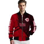personalized cincinnati reds hexagon mesh red black bomber jacket best selling