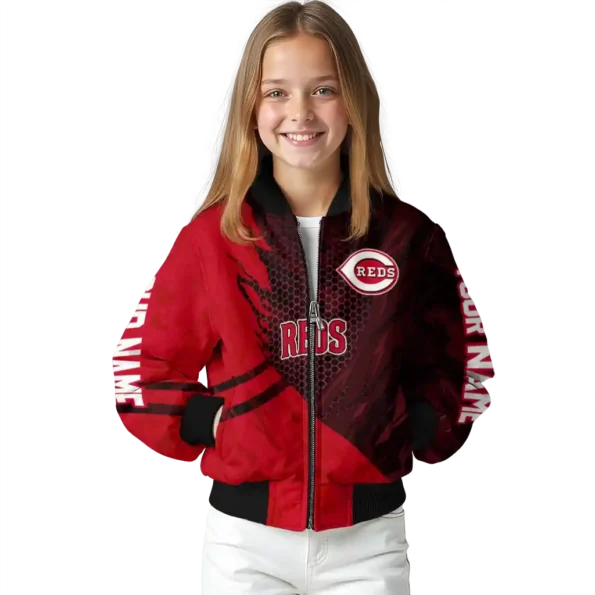 personalized cincinnati reds hexagon mesh red black bomber jacket top rated