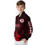 personalized cincinnati reds hexagon mesh red black bomber jacket best selling