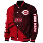personalized cincinnati reds hexagon mesh red black varsity jacket best selling