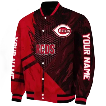 personalized cincinnati reds hexagon mesh red black varsity jacket best selling