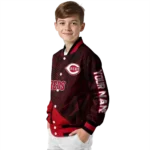 personalized cincinnati reds hexagon mesh red black varsity jacket best selling