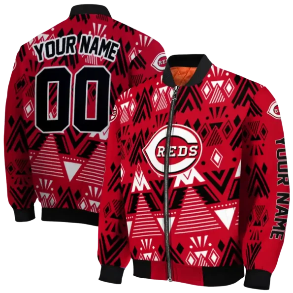 personalized cincinnati reds pyramid shapes red bomber jacket fashion forward