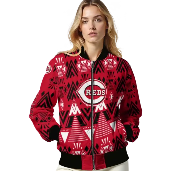 personalized cincinnati reds pyramid shapes red bomber jacket latest model
