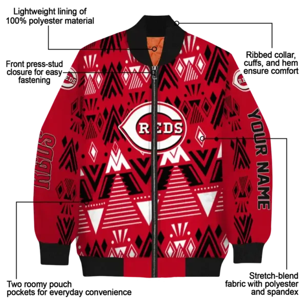 personalized cincinnati reds pyramid shapes red bomber jacket new arrival