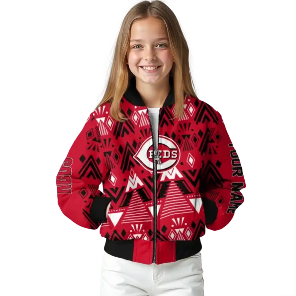 personalized cincinnati reds pyramid shapes red bomber jacket top rated