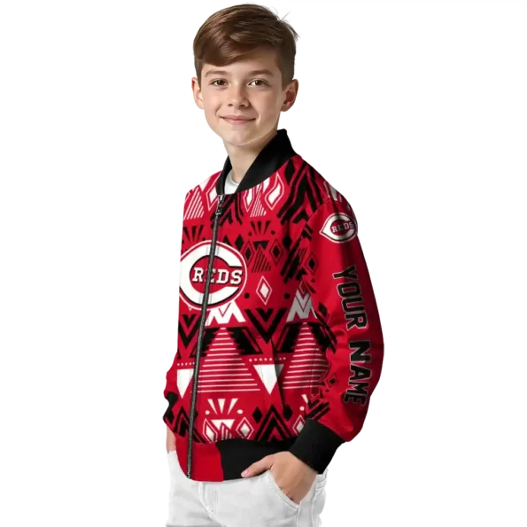 personalized cincinnati reds pyramid shapes red bomber jacket trendy