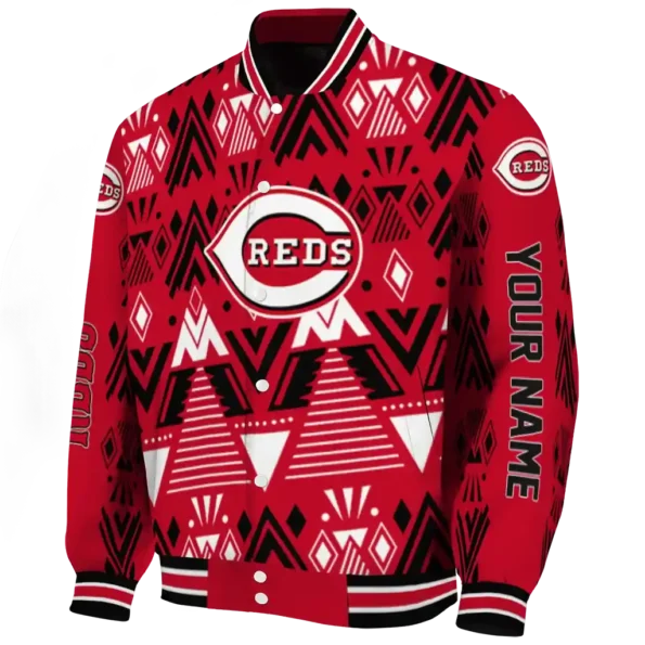 personalized cincinnati reds pyramid shapes red varsity jacket best selling