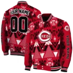 personalized cincinnati reds pyramid shapes red varsity jacket best selling