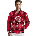 personalized cincinnati reds pyramid shapes red varsity jacket best selling