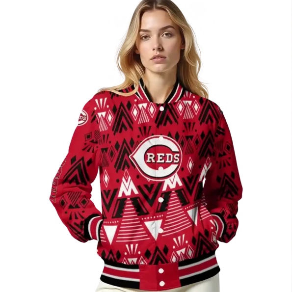 personalized cincinnati reds pyramid shapes red varsity jacket latest model