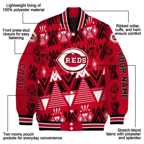 personalized cincinnati reds pyramid shapes red varsity jacket new arrival