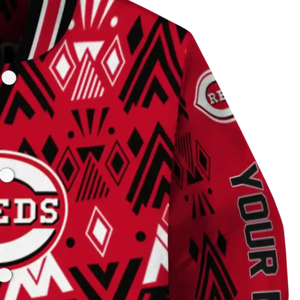 personalized cincinnati reds pyramid shapes red varsity jacket premium grade