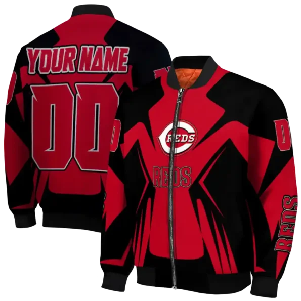 personalized cincinnati reds spider mark red black crocs bomber jacket fashion forward