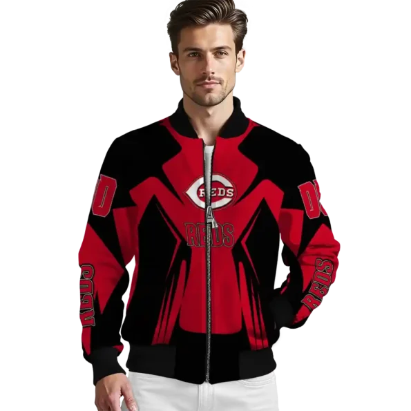 personalized cincinnati reds spider mark red black crocs bomber jacket high quality