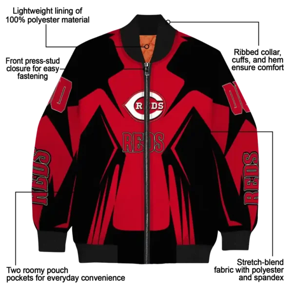 personalized cincinnati reds spider mark red black crocs bomber jacket new arrival