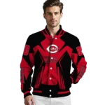 personalized cincinnati reds spider mark red black crocs varsity jacket best selling