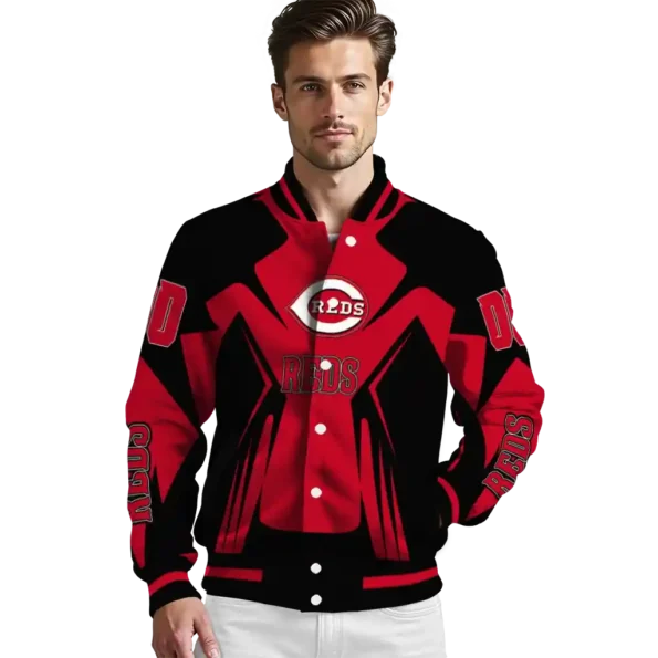 personalized cincinnati reds spider mark red black crocs varsity jacket high quality