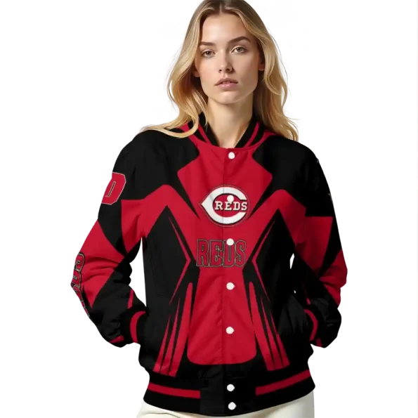 personalized cincinnati reds spider mark red black crocs varsity jacket latest model