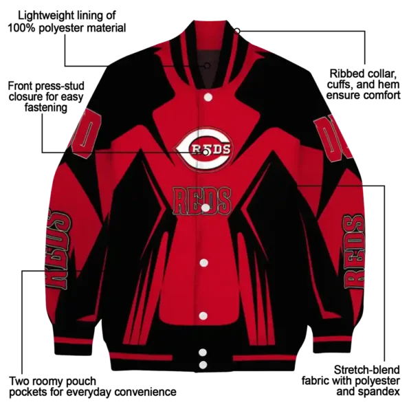 personalized cincinnati reds spider mark red black crocs varsity jacket new arrival