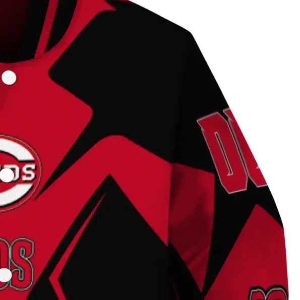 personalized cincinnati reds spider mark red black crocs varsity jacket premium grade