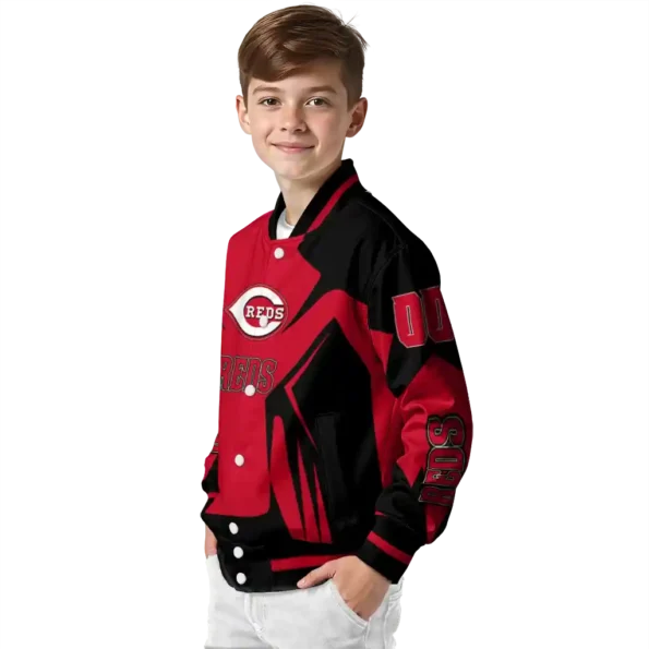 personalized cincinnati reds spider mark red black crocs varsity jacket trendy