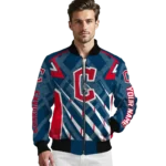 personalized cleveland guardians chevron angles navy blue bomber jacket best selling
